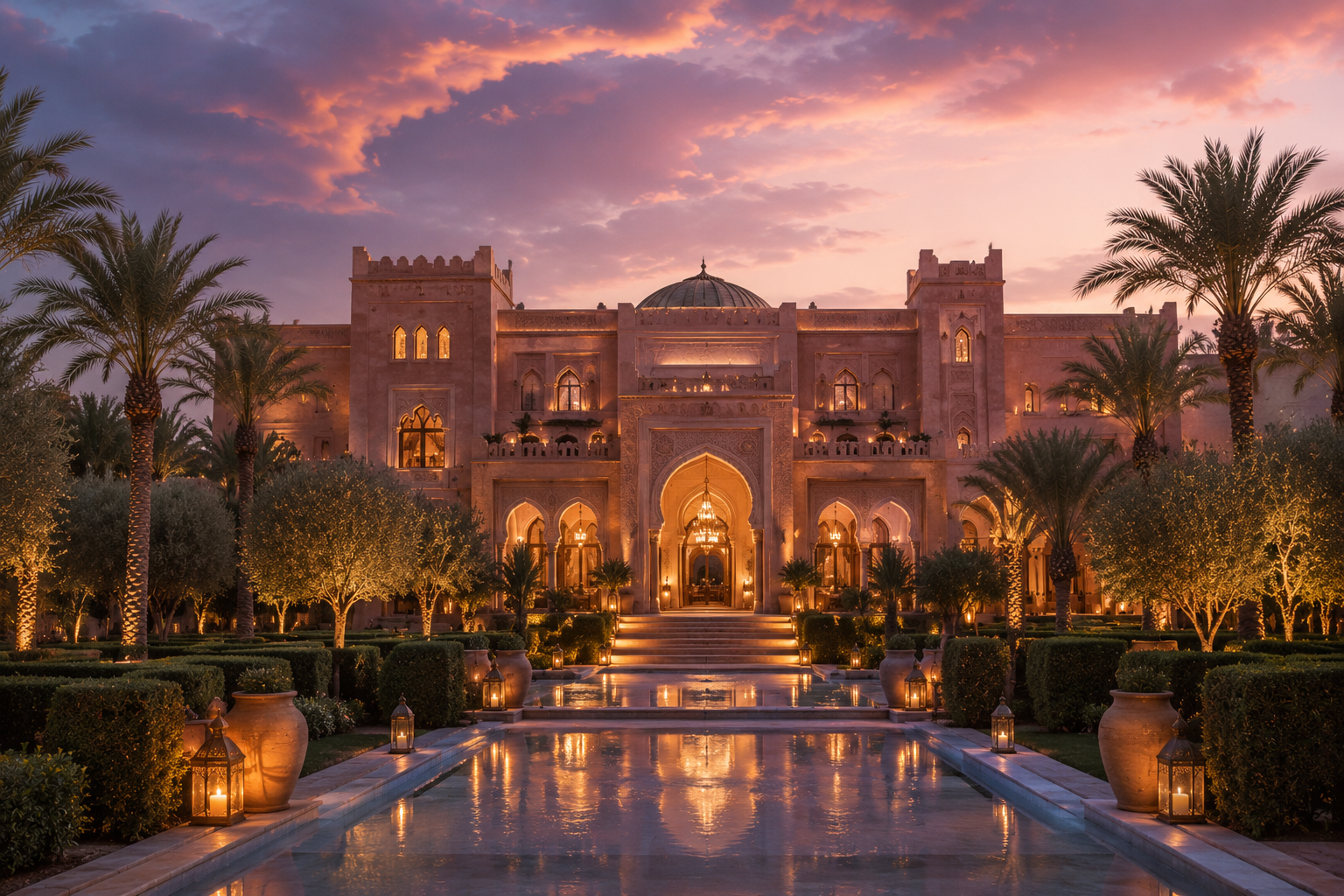 Palais Namasker at twilight, Marrakech, Morocco